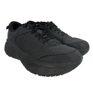 Hoka One One Bondi SR Shoes Mens Size 13 2E Black Leather Work 1129350 BBLC